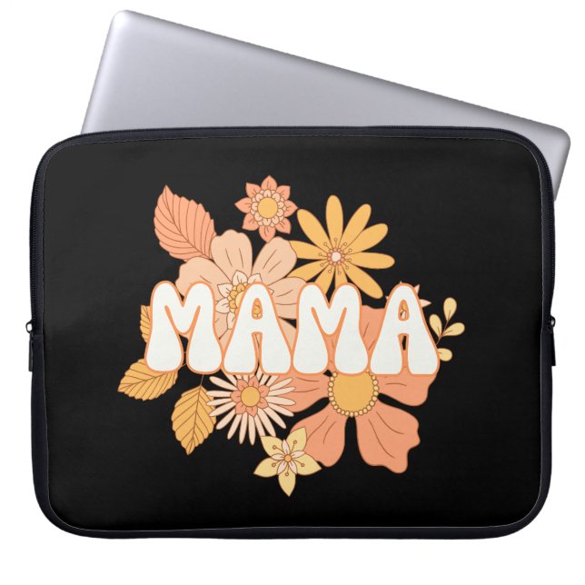 Retro Floral Mama Laptop Sleeve (Front)