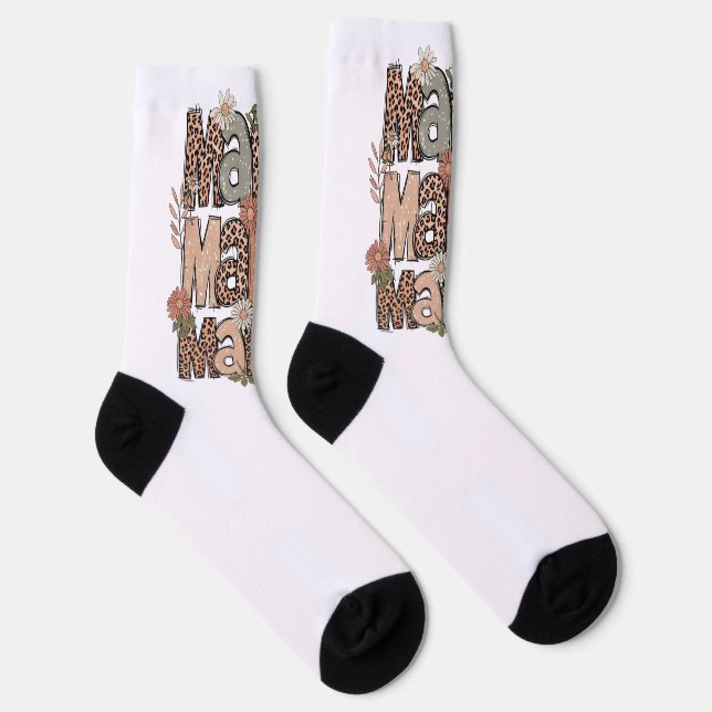Retro Floral “Mama” Socks – Cute Gift for Moms (Right)
