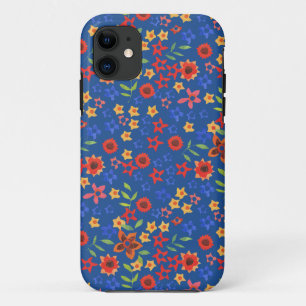 Retro Floral Miniprint on Blue iPhone 5/5s Case