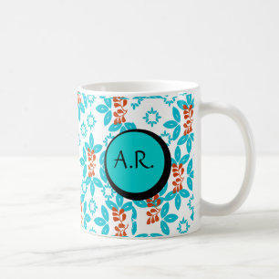 Retro Floral Monogrammed Coffee Mug