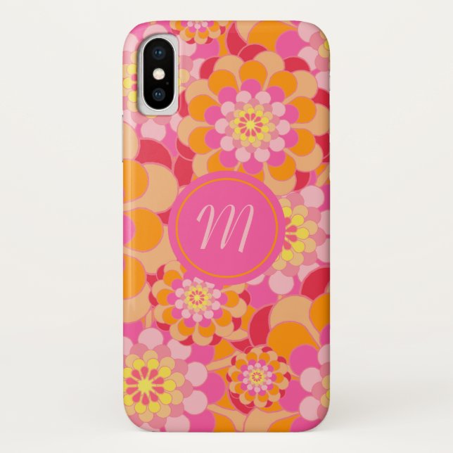 Retro Floral Monogrammed iPhone / iPad case (Back)