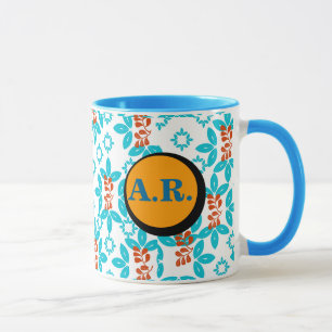 Retro Floral Monogrammed Mug