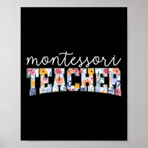 Retro Floral Montessori Teacher Instructor Educato Poster