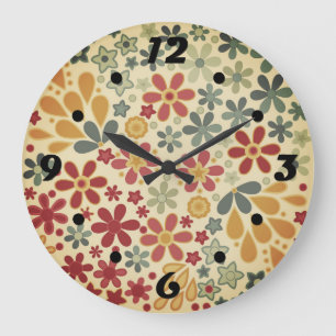 Retro.  Floral motifs Large Clock