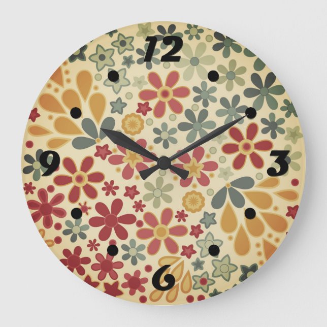 Retro.  Floral motifs Large Clock (Front)