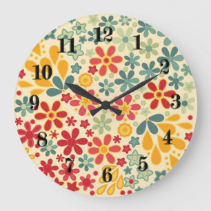 Retro.  Floral motifs Large Clock
