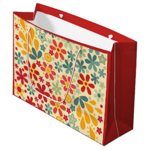 Retro.  Floral motifs Large Gift Bag