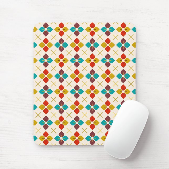 Retro Floral  Mouse Mat (With Mouse)