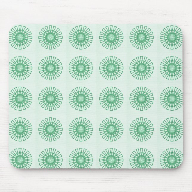 Retro Floral Mousepad, Green Mouse Mat (Front)