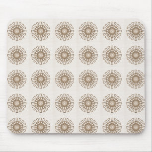 Retro Floral Mousepad, Latte Mouse Mat