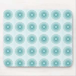 Retro Floral Mousepad, Teal Mouse Mat