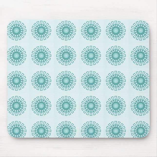Retro Floral Mousepad, Teal Mouse Mat (Front)