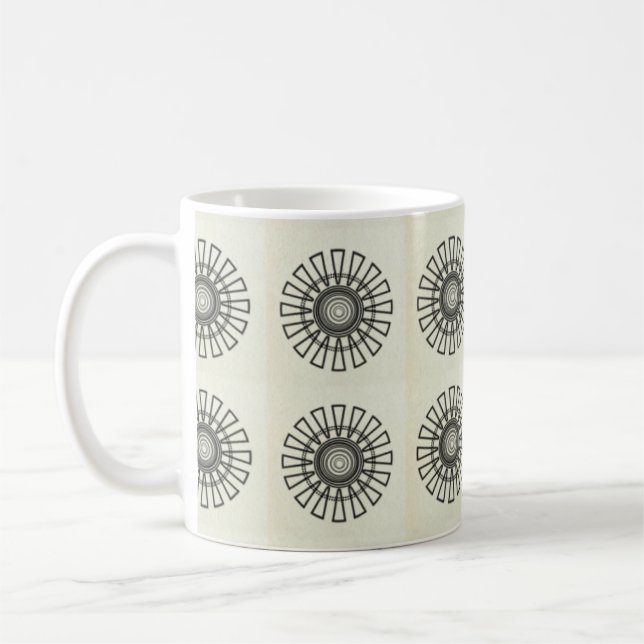 Retro Floral Mug, Black Coffee Mug (Left)