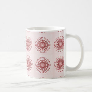Retro Floral Mug, Maroon Coffee Mug