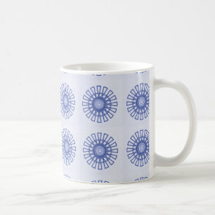 Retro Floral Mug, Royal Blue Coffee Mug