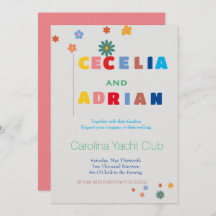 Retro Floral Multicolor Wedding Invitation