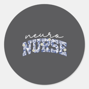Retro Floral Neuro Nurse Neurology Neurologist Rn Classic Round Sticker