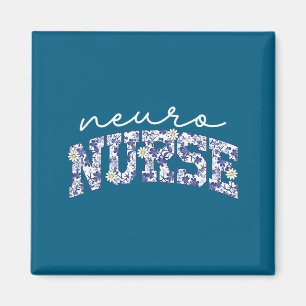 Retro Floral Neuro Nurse Neurology Neurologist Rn  Magnet