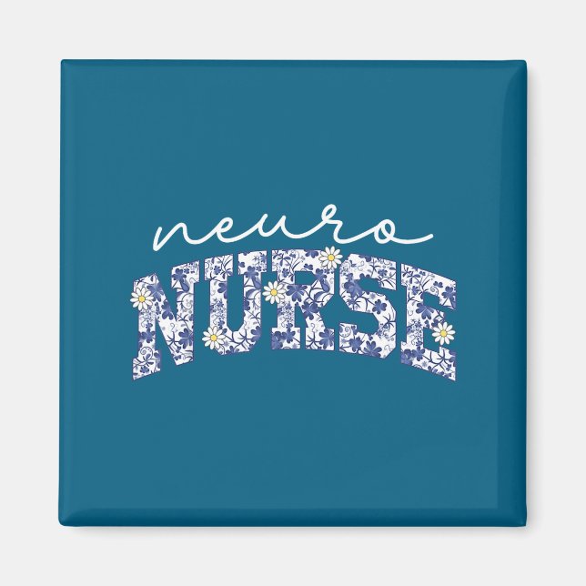 Retro Floral Neuro Nurse Neurology Neurologist Rn  Magnet (Front)