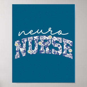 Retro Floral Neuro Nurse Neurology Neurologist Rn  Poster