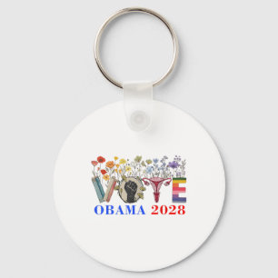 Retro Floral Obama 2028 Key Ring