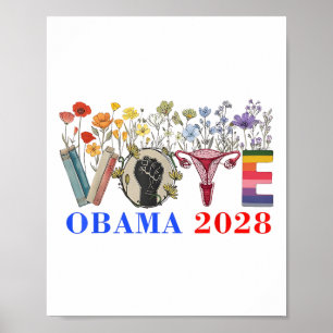 Retro Floral Obama 2028  Poster