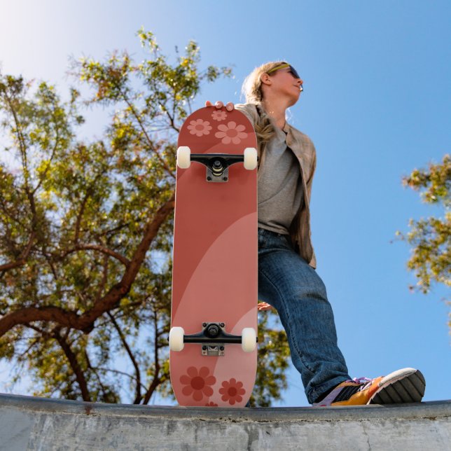 Retro Floral Orange Skateboard (Outdoor 1)