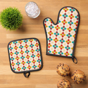 Retro Floral  Oven Mitt & Pot Holder Set