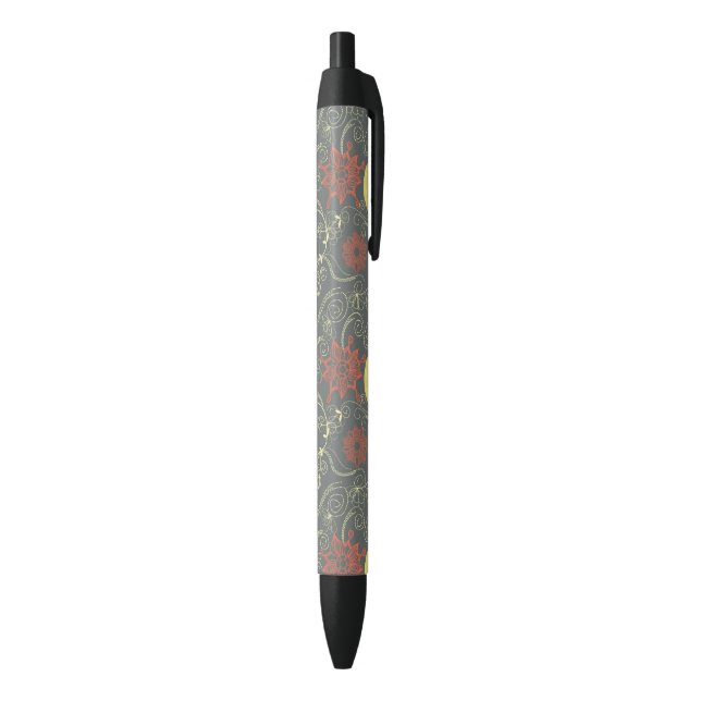 Retro floral pattern 2 black ink pen (Bottom (Vertical))