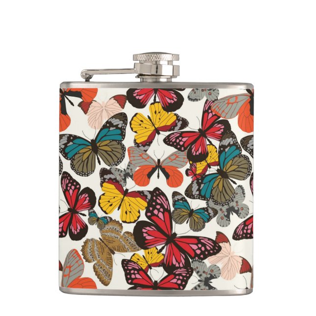 Retro floral pattern 2 hip flask (Front)