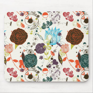 Retro Floral Pattern 2 Mouse Mat