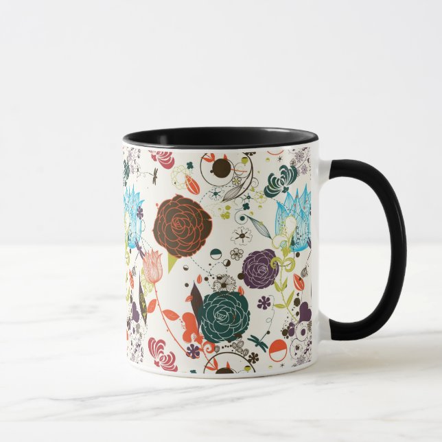 Retro Floral Pattern 2 Mug (Right)