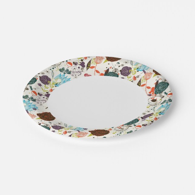 Retro Floral Pattern 2 Paper Plate (Angled)