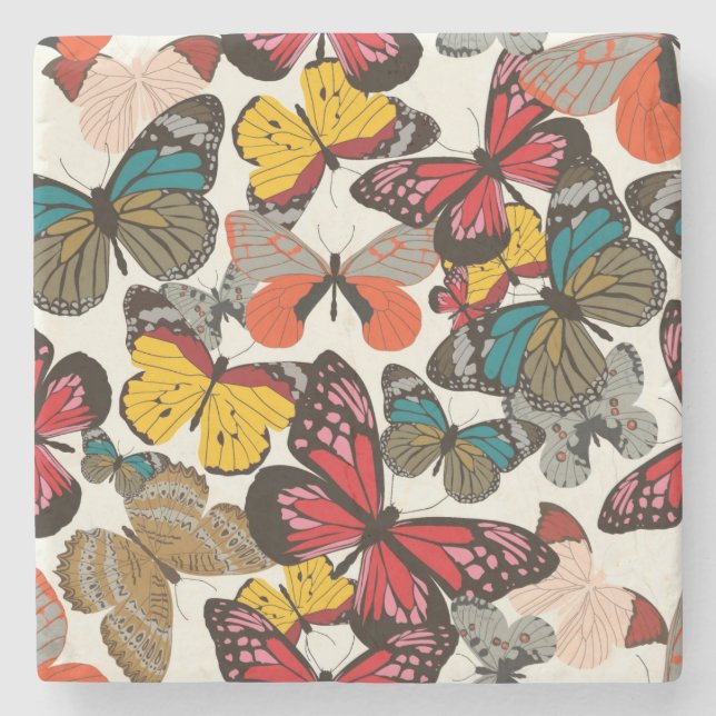 Retro floral pattern 2 stone coaster (Front)