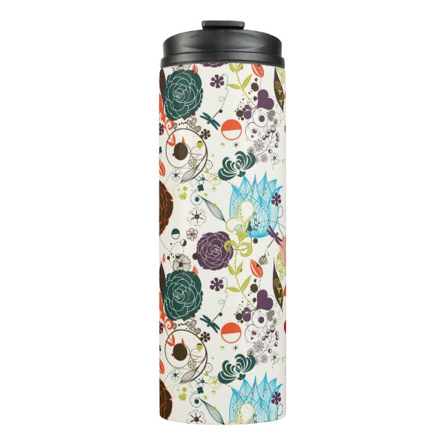 Retro Floral Pattern 2 Thermal Tumbler (Front)