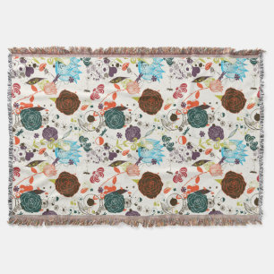 Retro Floral Pattern 2 Throw Blanket
