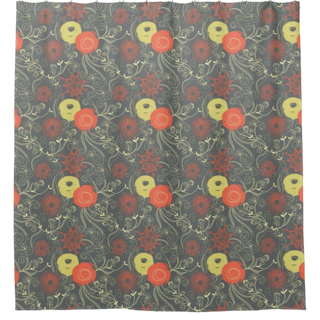 Retro floral pattern 3 shower curtain (Front)