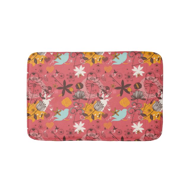 Retro floral pattern 4 bath mat (Front)