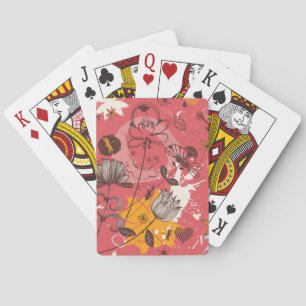 Retro floral pattern 4 playing cards