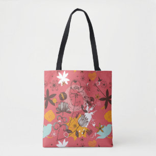 Retro floral pattern 4 tote bag