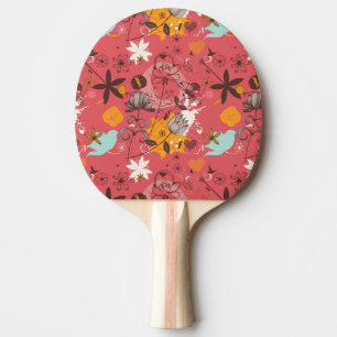 Retro floral pattern 5 ping pong paddle