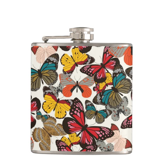 Retro floral pattern 6 hip flask (Front)