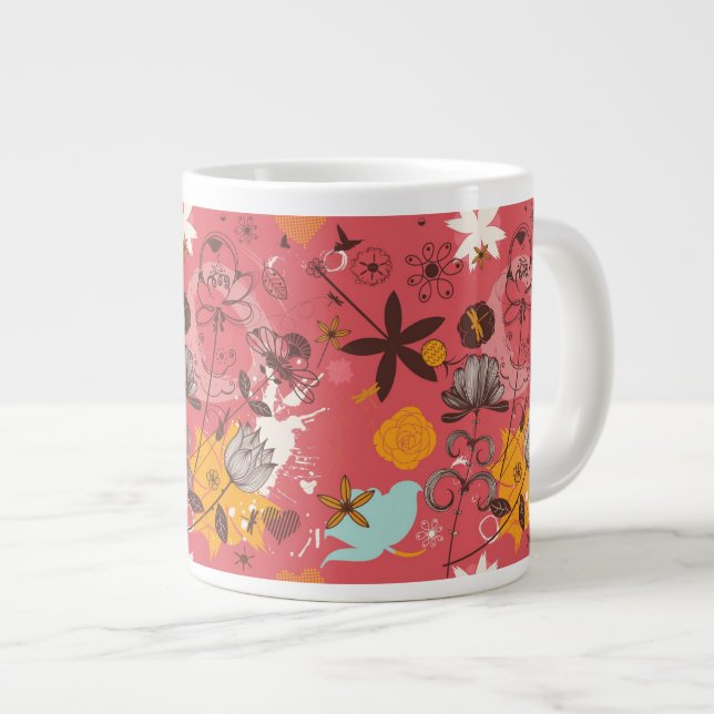 Retro floral pattern 7 large coffee mug (Front Right)