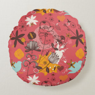 Retro floral pattern 7 round cushion