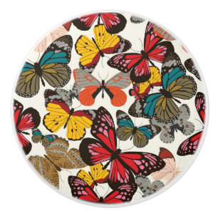 Retro floral pattern ceramic knob