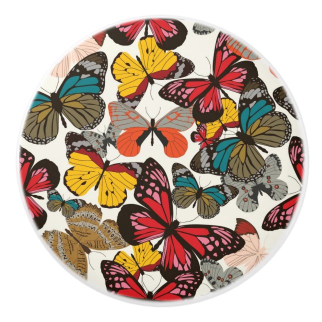 Retro floral pattern ceramic knob (Front)