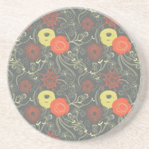 Retro floral pattern coaster
