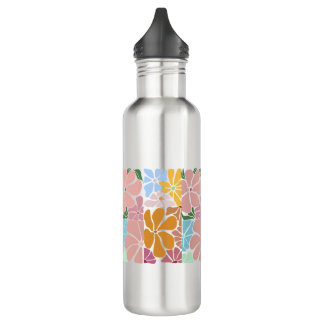 Retro Floral Pattern – Colourful Vintage Flower 710 Ml Water Bottle