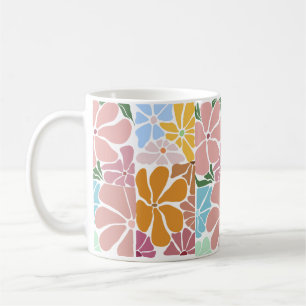 Retro Floral Pattern – Colourful Vintage Flower  Coffee Mug