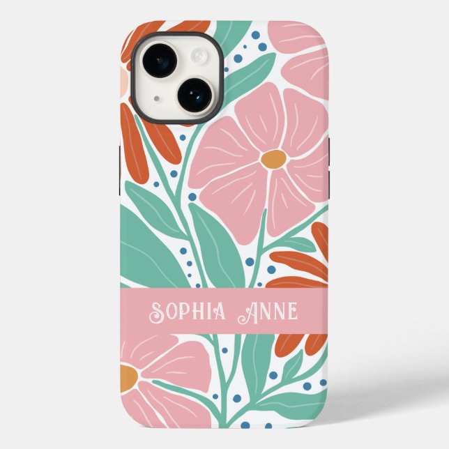 Retro Floral Pattern Custom Name Case-Mate iPhone Case (Back)